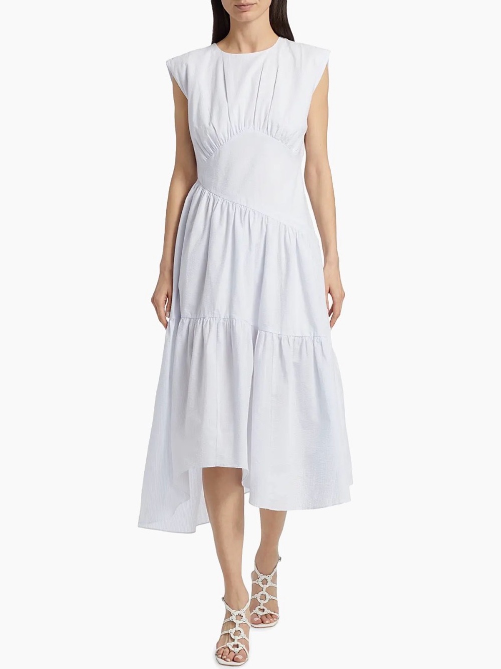 NWT✨FRAME The Seersucker Gathered Seam Dress